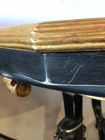 Ebony and Gilt Marble Top Octagonal Shaped Centre or End Table or Pedestal