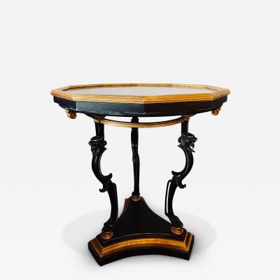 Ebony and Gilt Marble Top Octagonal Shaped Centre or End Table or Pedestal