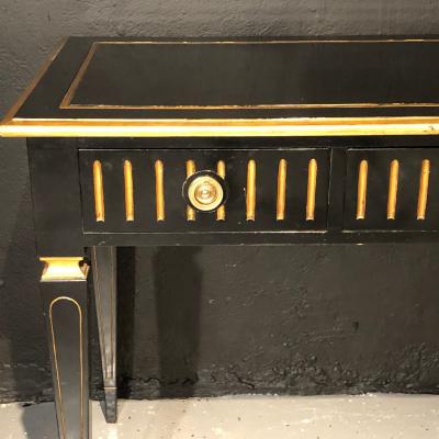 Ebony and Parcel Gilt Decorated Three Drawer Desk Maison Jansen attr 