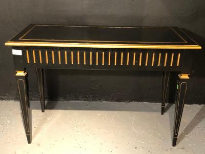 Ebony and Parcel Gilt Decorated Three Drawer Desk Maison Jansen attr 