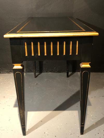 Ebony and Parcel Gilt Decorated Three Drawer Desk Maison Jansen attr 
