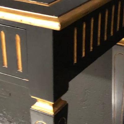 Ebony and Parcel Gilt Decorated Three Drawer Desk Maison Jansen attr 