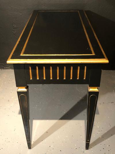 Ebony and Parcel Gilt Decorated Three Drawer Desk Maison Jansen attr 