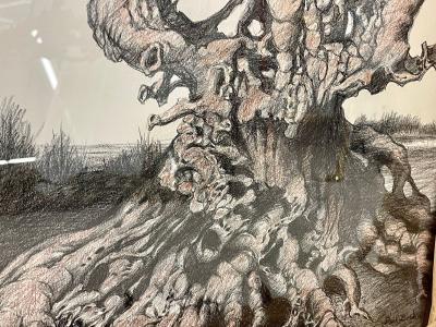 Eccentric Art Nouveau Rustic Frame with a Signed Paul Gorka Print