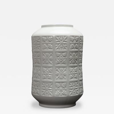 Edelstein Bavarian German Mid Century White Raised Snowflake Grid Patterned Whit