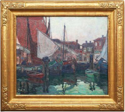 Edgar Alwin Payne Italian Cargo Boats at Rest