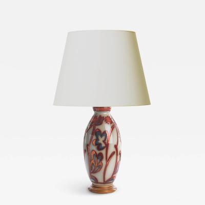 Edgar Bockman Large Table Lamp with Luster Glaze Ornamentation by Edgar Bockman