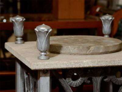 Edgar Brandt Art Deco Pedestal with Floral Detailing by Edgar Brandt