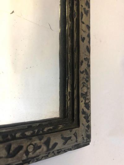 Edgar Brandt Early Modern Cubist Hammered Wrought Iron Mirror Attributed to Edgar Brandt