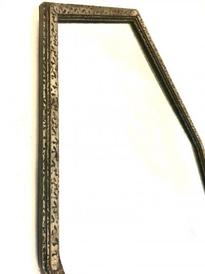 Edgar Brandt Early Modern Cubist Hammered Wrought Iron Mirror Attributed to Edgar Brandt