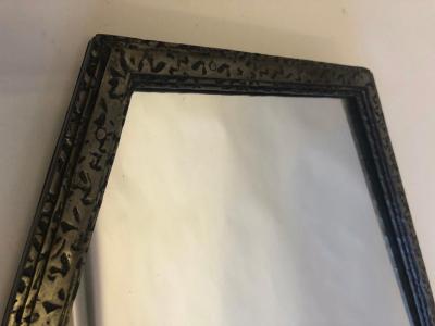 Edgar Brandt Early Modern Cubist Hammered Wrought Iron Mirror Attributed to Edgar Brandt