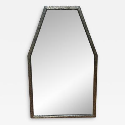 Edgar Brandt Early Modern Cubist Hammered Wrought Iron Mirror Attributed to Edgar Brandt