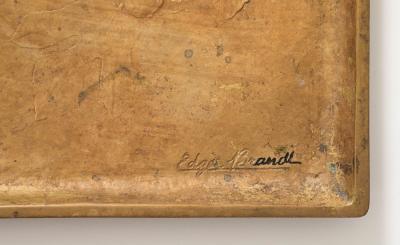 Edgar Brandt Edgar Brandt Art Nouveau Bronze Ormolu Tray Relief Decoration France signed