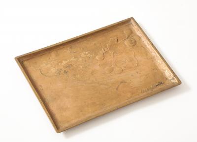 Edgar Brandt Edgar Brandt Art Nouveau Bronze Ormolu Tray Relief Decoration France signed