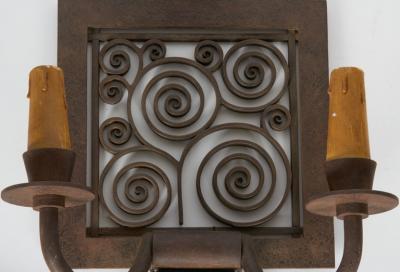 Edgar Brandt Edgar Brandt Pair of Art Deco Wall Sconces