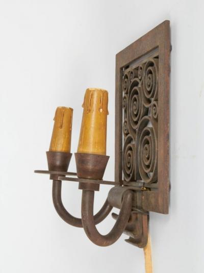 Edgar Brandt Edgar Brandt Pair of Art Deco Wall Sconces