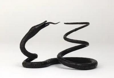 Edgar Brandt Edgar Brandt Style Hand Forged Iron Snake or Serpent Sculpture Austria 1920s