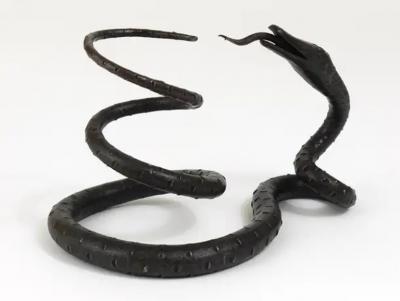 Edgar Brandt Edgar Brandt Style Hand Forged Iron Snake or Serpent Sculpture Austria 1920s