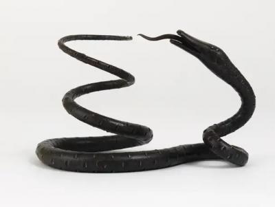 Edgar Brandt Edgar Brandt Style Hand Forged Iron Snake or Serpent Sculpture Austria 1920s