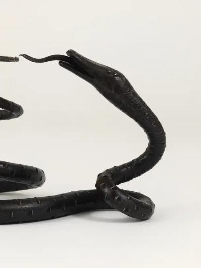 Edgar Brandt Edgar Brandt Style Hand Forged Iron Snake or Serpent Sculpture Austria 1920s