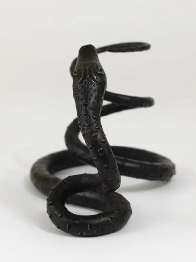 Edgar Brandt Edgar Brandt Style Hand Forged Iron Snake or Serpent Sculpture Austria 1920s