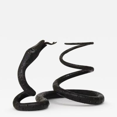 Edgar Brandt Edgar Brandt Style Hand Forged Iron Snake or Serpent Sculpture Austria 1920s