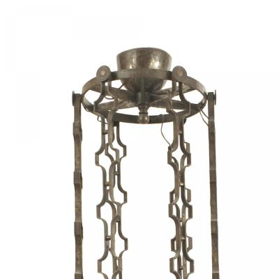 Edgar Brandt French Art Deco Brandt Wrought Iron and Glass Chandelier