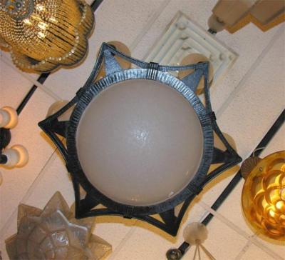 Edgar Brandt French Art Deco Chandelier by Edgar Brandt and Daum