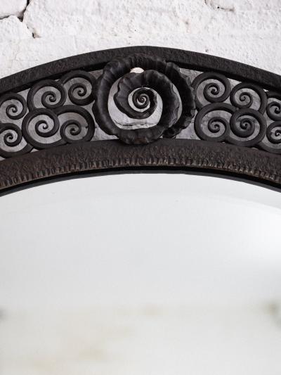 Edgar Brandt French Art Deco Hammered Iron Mirror