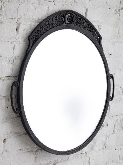 Edgar Brandt French Art Deco Hammered Iron Mirror