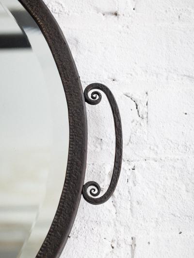 Edgar Brandt French Art Deco Hammered Iron Mirror