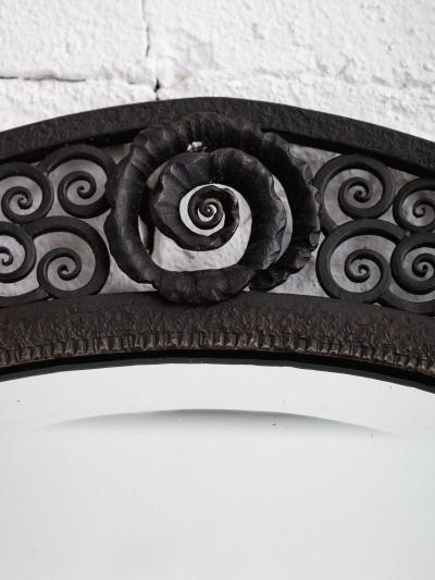 Edgar Brandt French Art Deco Hammered Iron Mirror