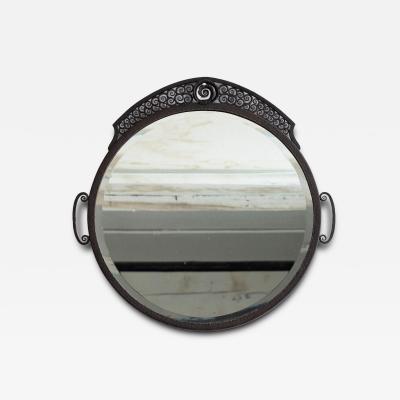 Edgar Brandt French Art Deco Hammered Iron Mirror
