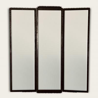 Edgar Brandt French Art Deco Wrought Iron Large Full Length Triptych Mirror circa 1925