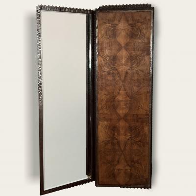 Edgar Brandt French Art Deco Wrought Iron Large Full Length Triptych Mirror circa 1925