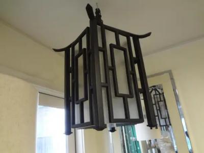 Edgar Brandt French Wrought Iron Chinese Chippendale Style Pagoda Lantern