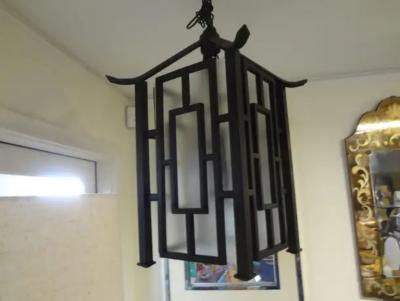 Edgar Brandt French Wrought Iron Chinese Chippendale Style Pagoda Lantern