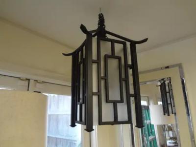Edgar Brandt French Wrought Iron Chinese Chippendale Style Pagoda Lantern