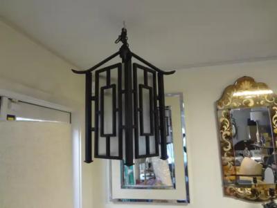 Edgar Brandt French Wrought Iron Chinese Chippendale Style Pagoda Lantern