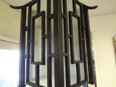 Edgar Brandt French Wrought Iron Chinese Chippendale Style Pagoda Lantern