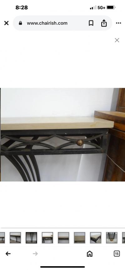 Edgar Brandt French Wrought Iron Console Table