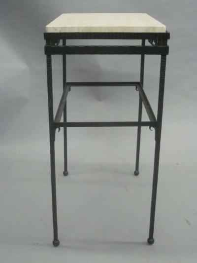 Edgar Brandt French Wrought Iron and Stone Console or Nightstand Edgar Brandt
