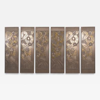 Edgar Brandt Set of Six Bronze Decorative Panels Edgar Brandt Style