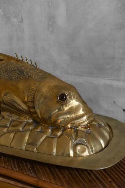 Edizioni Molto Brass Fish Serving Tray Molto Editions 1970s