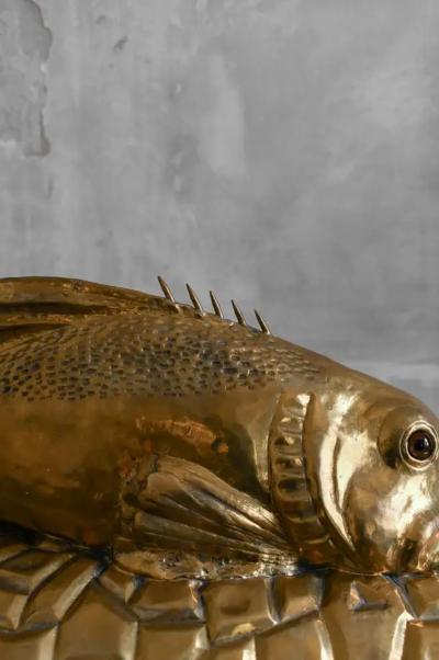 Edizioni Molto Brass Fish Serving Tray Molto Editions 1970s