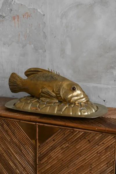 Edizioni Molto Brass Fish Serving Tray Molto Editions 1970s