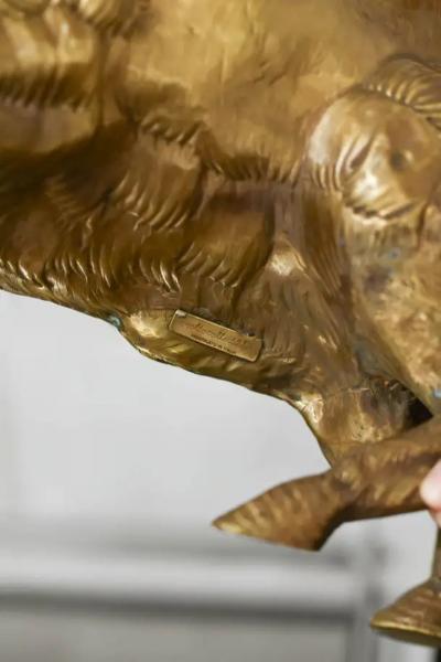 Edizioni Molto Large Brass Bison By Edizioni Molto 1970s Style