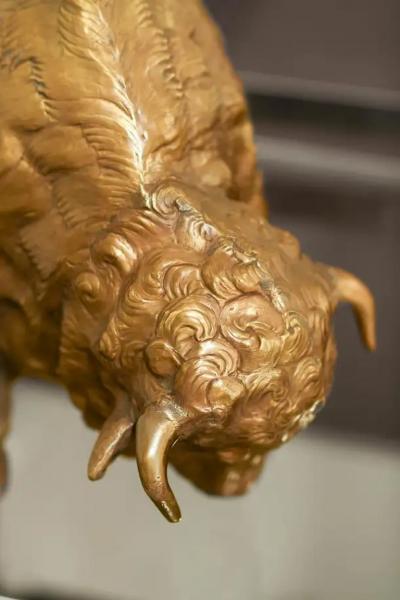 Edizioni Molto Large Brass Bison By Edizioni Molto 1970s Style