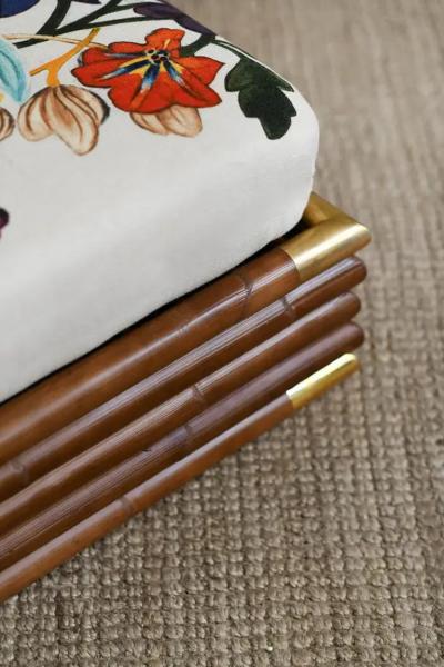 Edizioni Molto Large Dark Finished Rattan Pouf Edizioni Molto