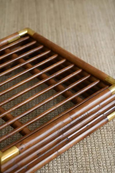 Edizioni Molto Large Dark Finished Rattan Pouf Edizioni Molto